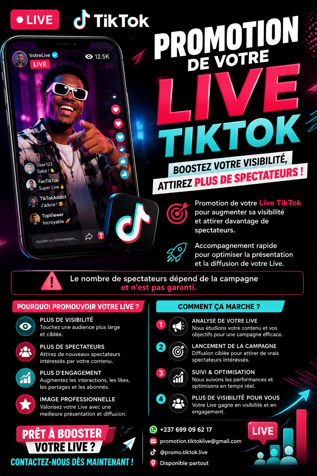 Promotion Live TikTok – Jusqu’à 1 500 spectateurs