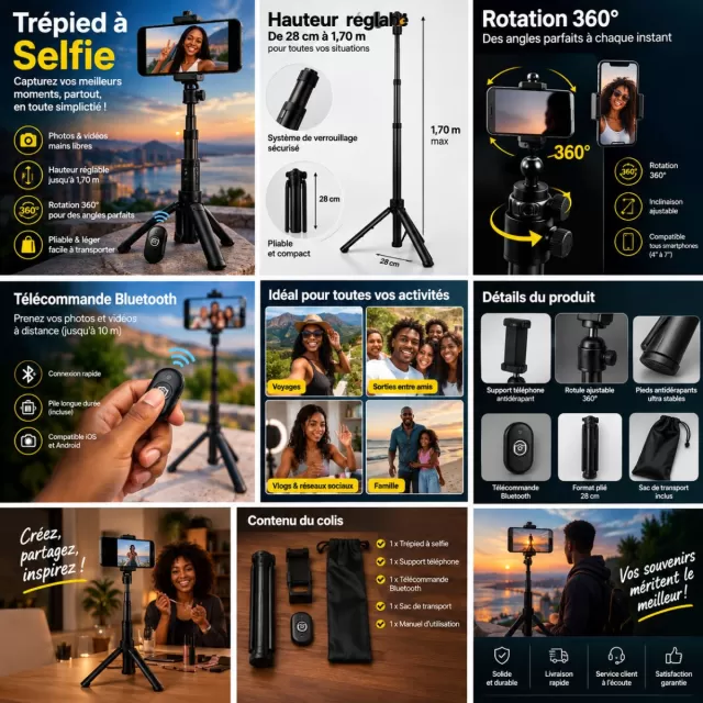 Copie de Trépied selfie bluetooth