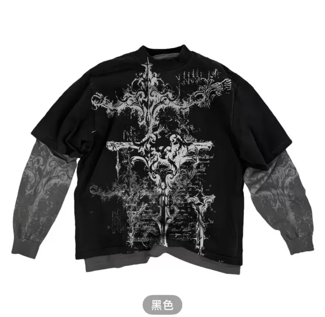 T-shirt graphique à manches longues superposées